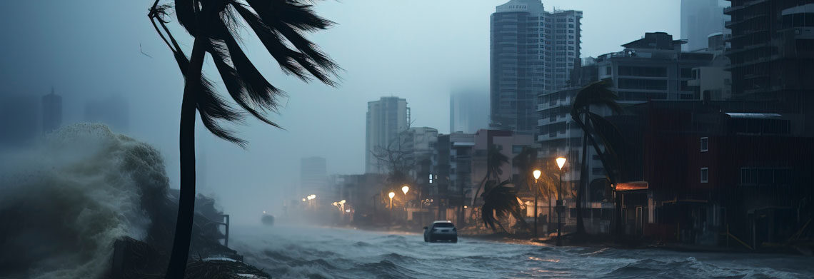 hurricane storm surge impacting city