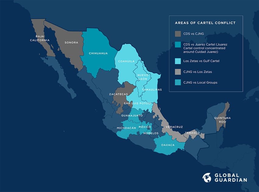 global guardian mexico cartel areas of conflict map